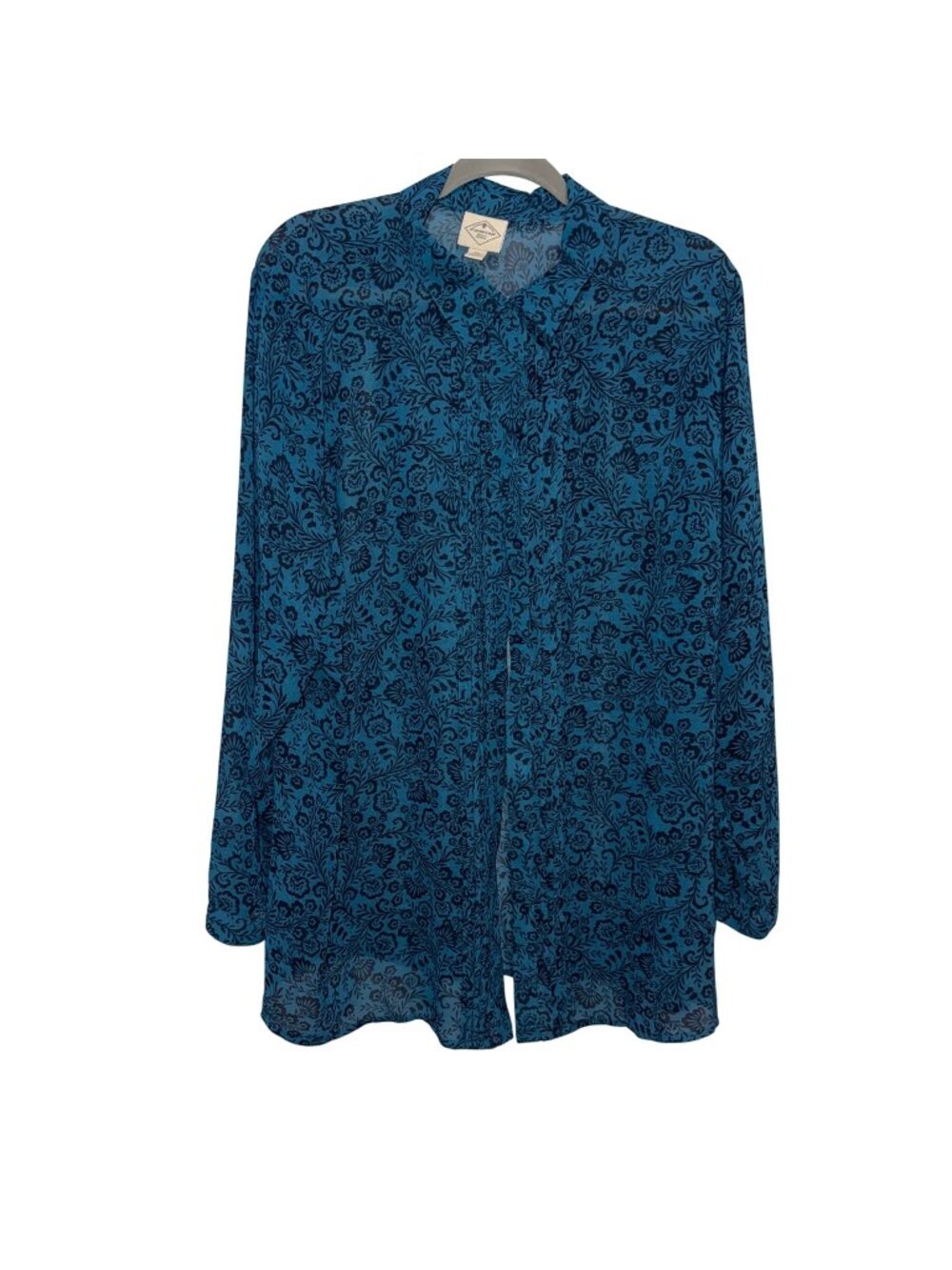 St. Johns Bay Womens Floral Print Button-Down Shirt 2X  Long Sleeve Blouse